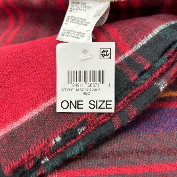NEW Style & Co Red Blue Plaid Fringe Scarf Soft and cozy tartan Macy's winter - Picture 9 of 9